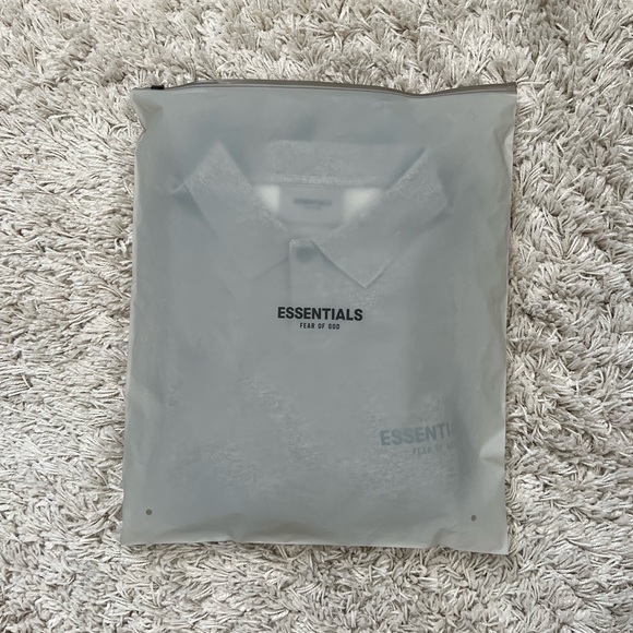 Fear of God Essentials Core Collection Long Sleeve Polo Dark Heather Oat… - Picture 9 of 10